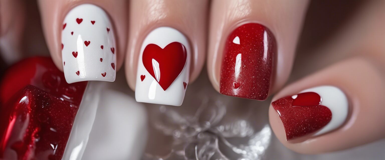 Corazones clÃ¡sicos en uÃ±as